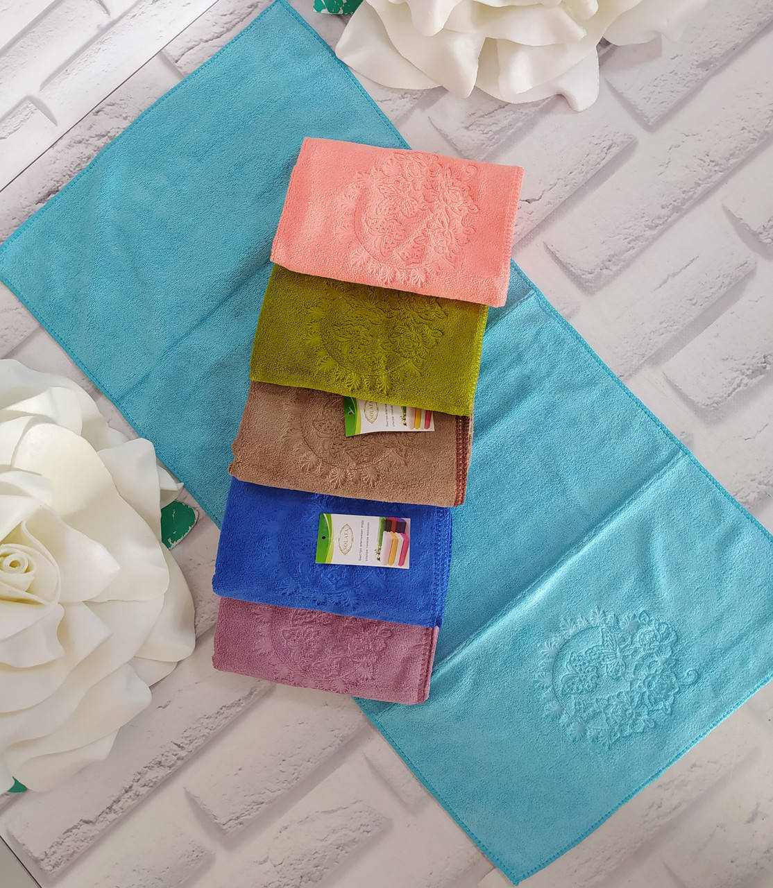 

Полотенце для кухни р. 70х35 см микрофибра Solafa П 5202, Разные цвета