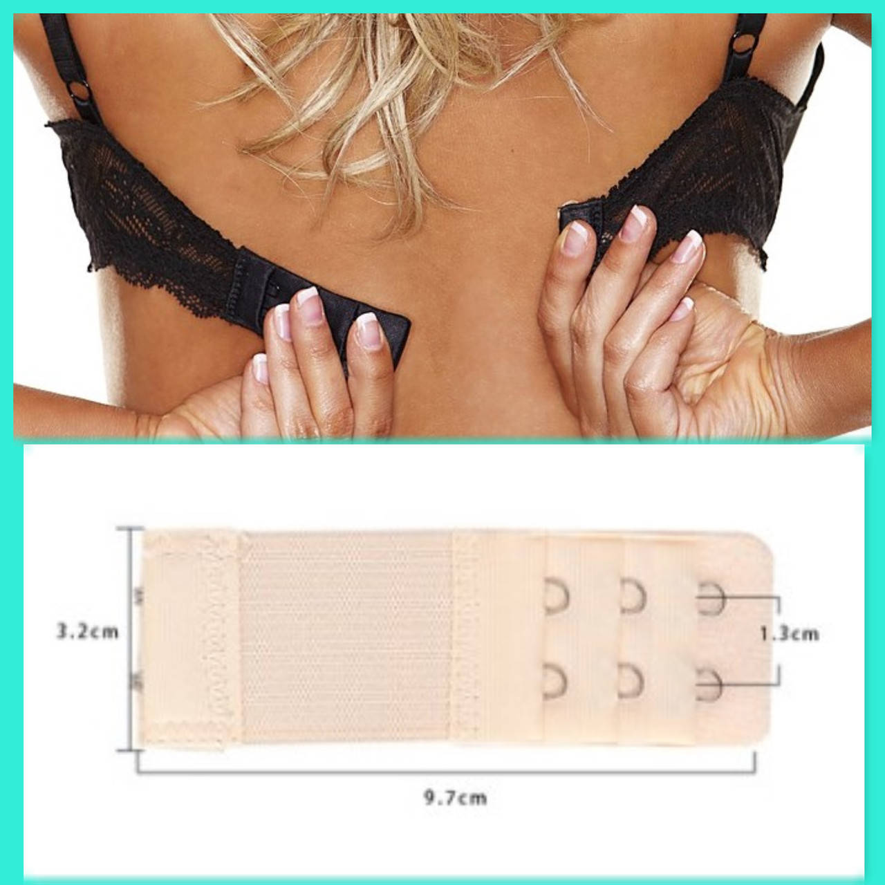 

Расширитель на 2 крючка шириной 3,2 см. с дополнительной резинкой, телесный