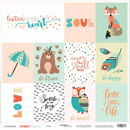 

Папір односторонній - Cards - Funny Friends - Scrapmir - 30х30