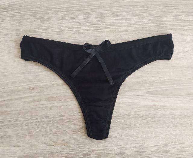 

Трусы женские стринги Однотонные. Турция. Трусики жіночі M, черный вискоза