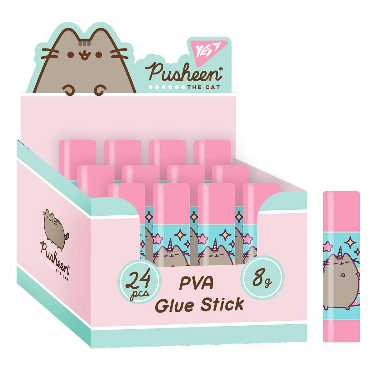 

Клей-карандаш YES, 8г, PVA "Pusheen"