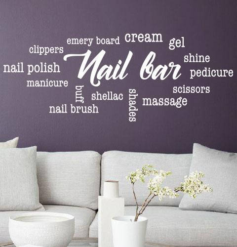 

Виниловые наклейки Nail bar (облако тегов ногти маникюр декор салона красоты) матовая 1000х385 мм, Разные цвета