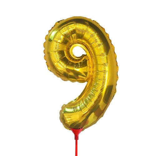 

Шар фольгированный на палочке Цифра 9 золото