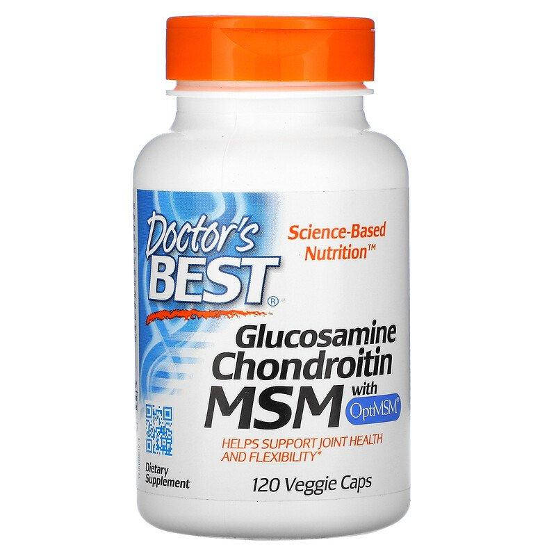 

Doctor's Best, глюкозамин, хондроитин и МСМ с OptiMSM, 120 вегетарианских капсул