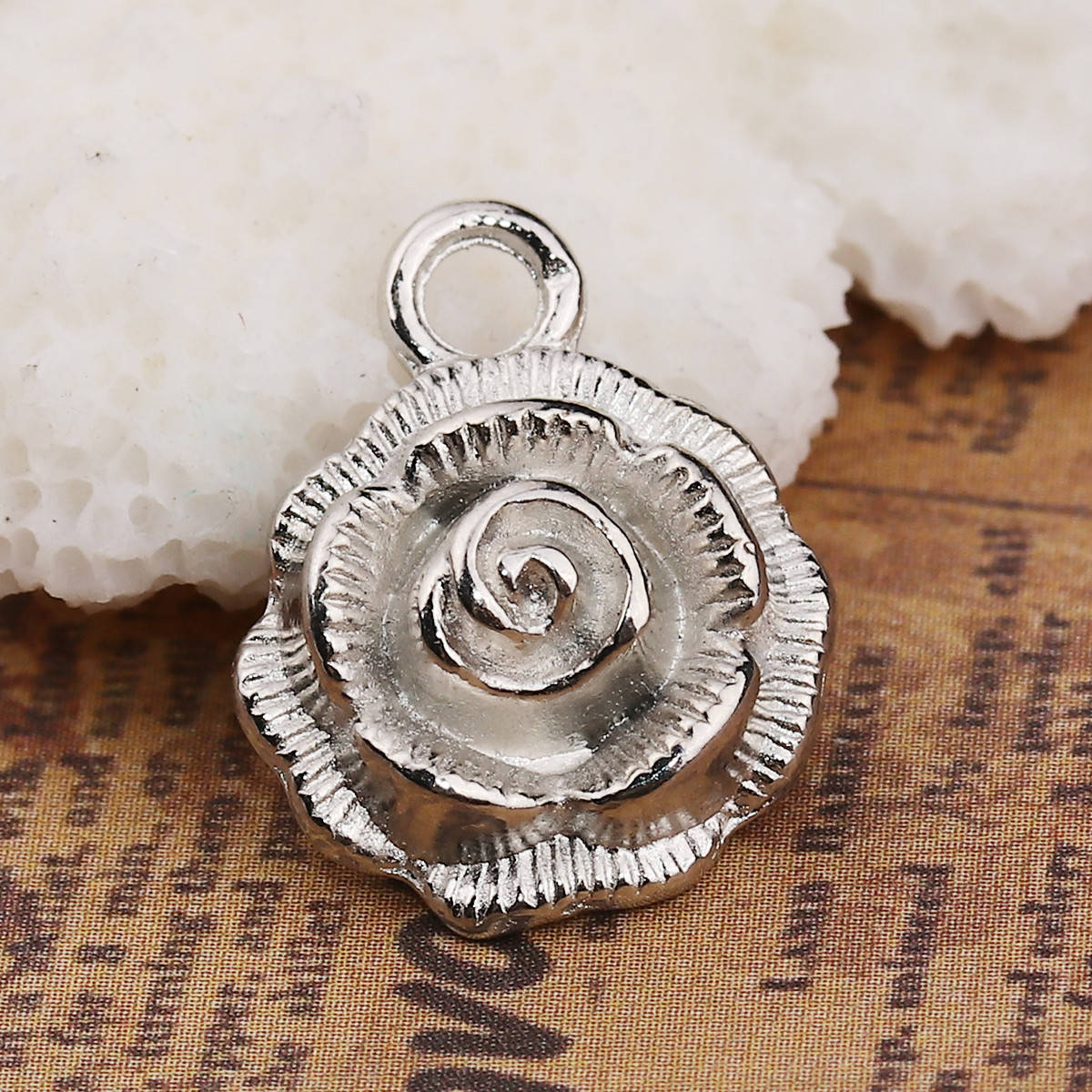 

Подвеска Цветок, Роза, Цвет: металл, Цинковый сплав, 17 мм x 14 мм