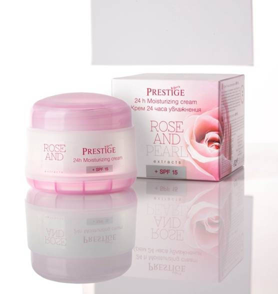 

Крем для лица 24 часа увлажнения с экстрактом болгарской розы и жемчуга с SPF15 vip's Prestige Rose&Pearl
