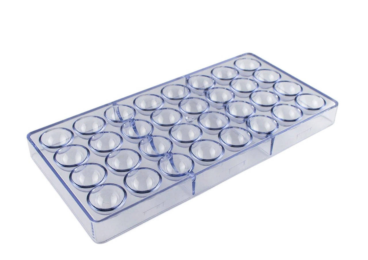 

Поликарбонатная форма для конфет Полусфера, 32 ячейки