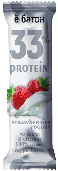 

Протеиновый батончик ё|Батон 33 % Protein Клубника-Йогурт (45 грамм)