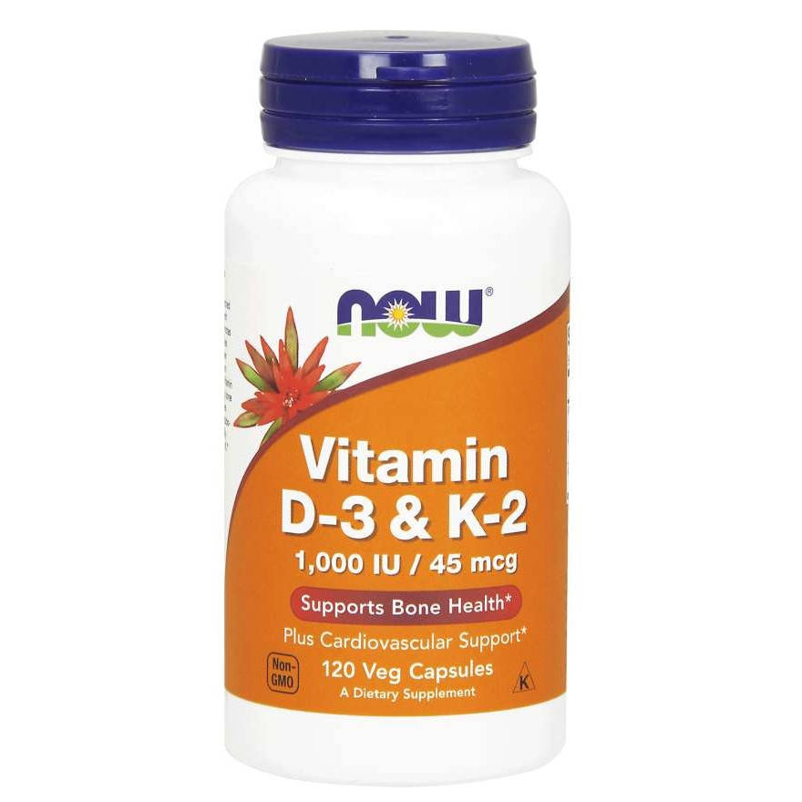 

Витамин Д3 и К2 Vitamin D-3 & K-2 Now Foods 1000 IU/45 мкг 120 капсул