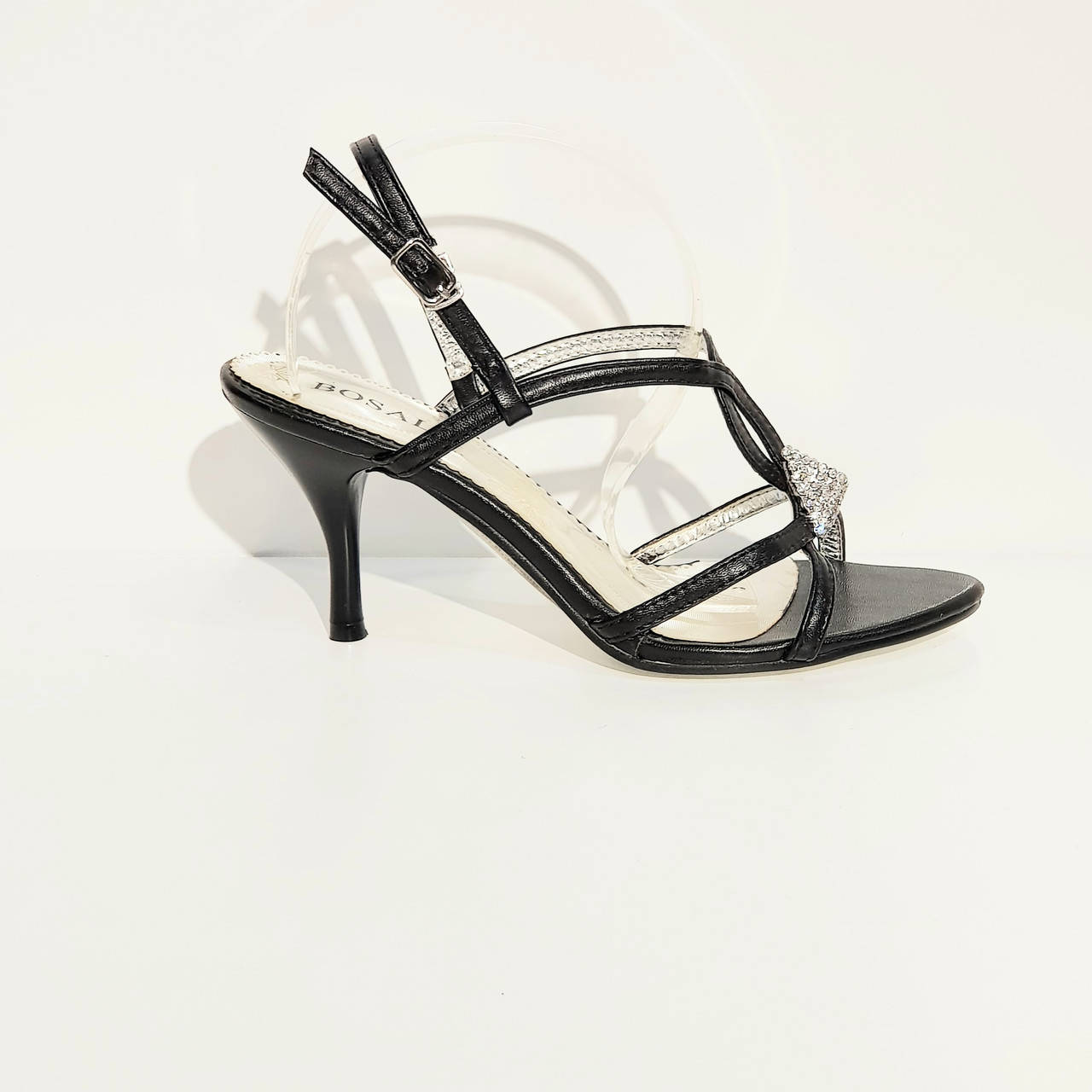 

Босоножки женские на высоком каблуке шпилька искусственная кожа черные 36