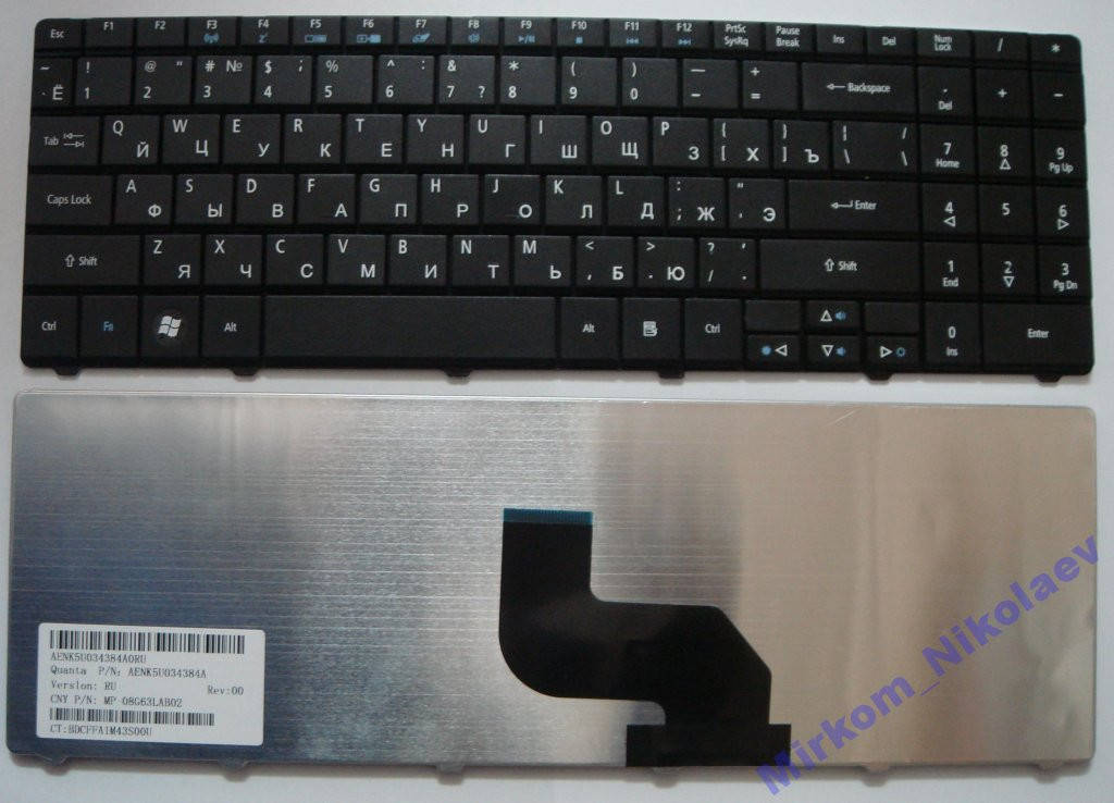 

Клавиатура ACER eMachines E527 E628 E630 E725 E727, Черный