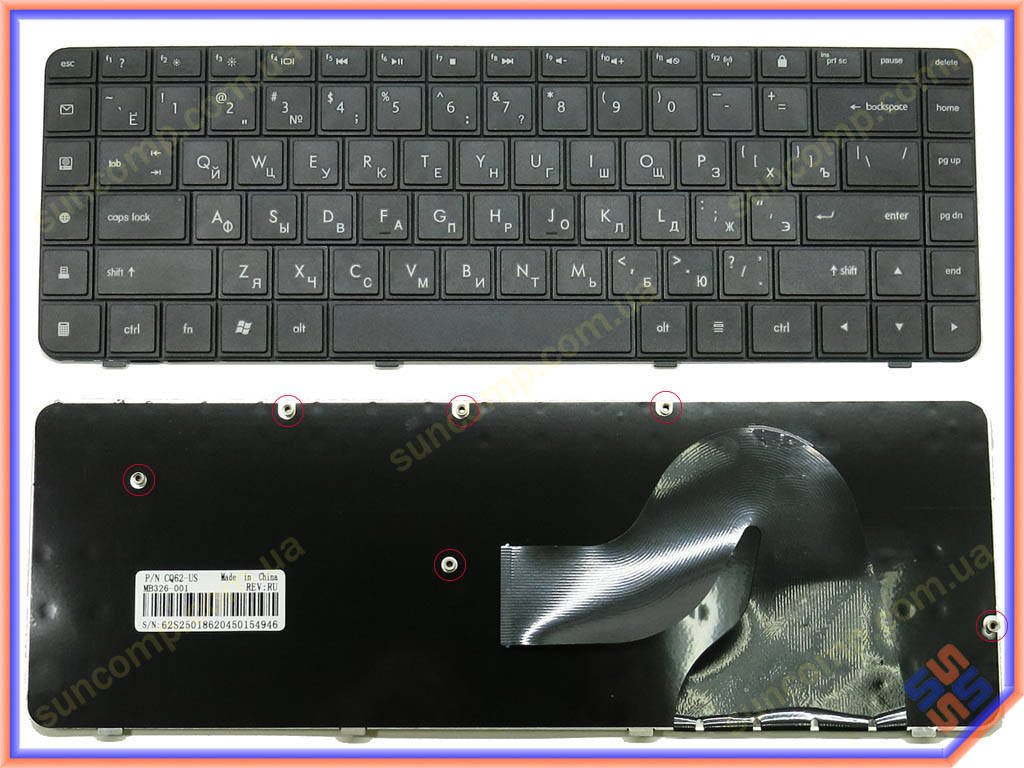 

Клавиатура для HP Compaq CQ62, G62, CQ56, G56 ( RU Black )., Черный