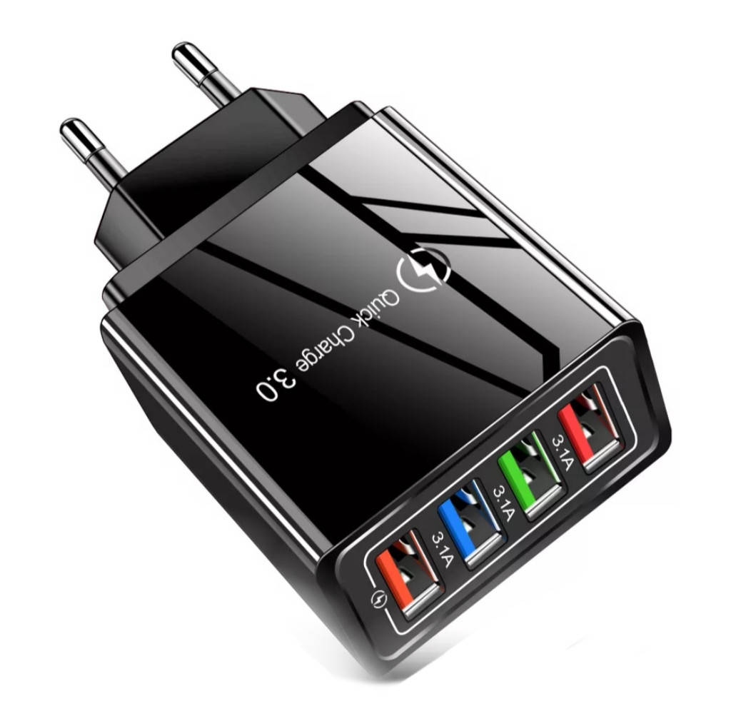 

Зарядное устройство USB 3.0 4-порта. Быстрая зарядка, Черный