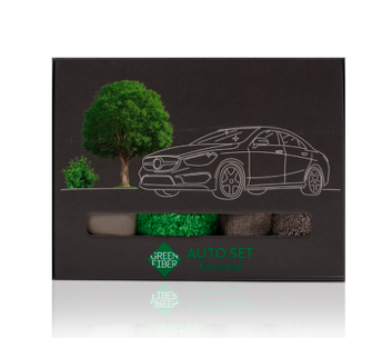 

Набір для догляду за автомобілем UNIAUTOSET серії Green Fiber AUTO. Рукавиця + 3 серветкі