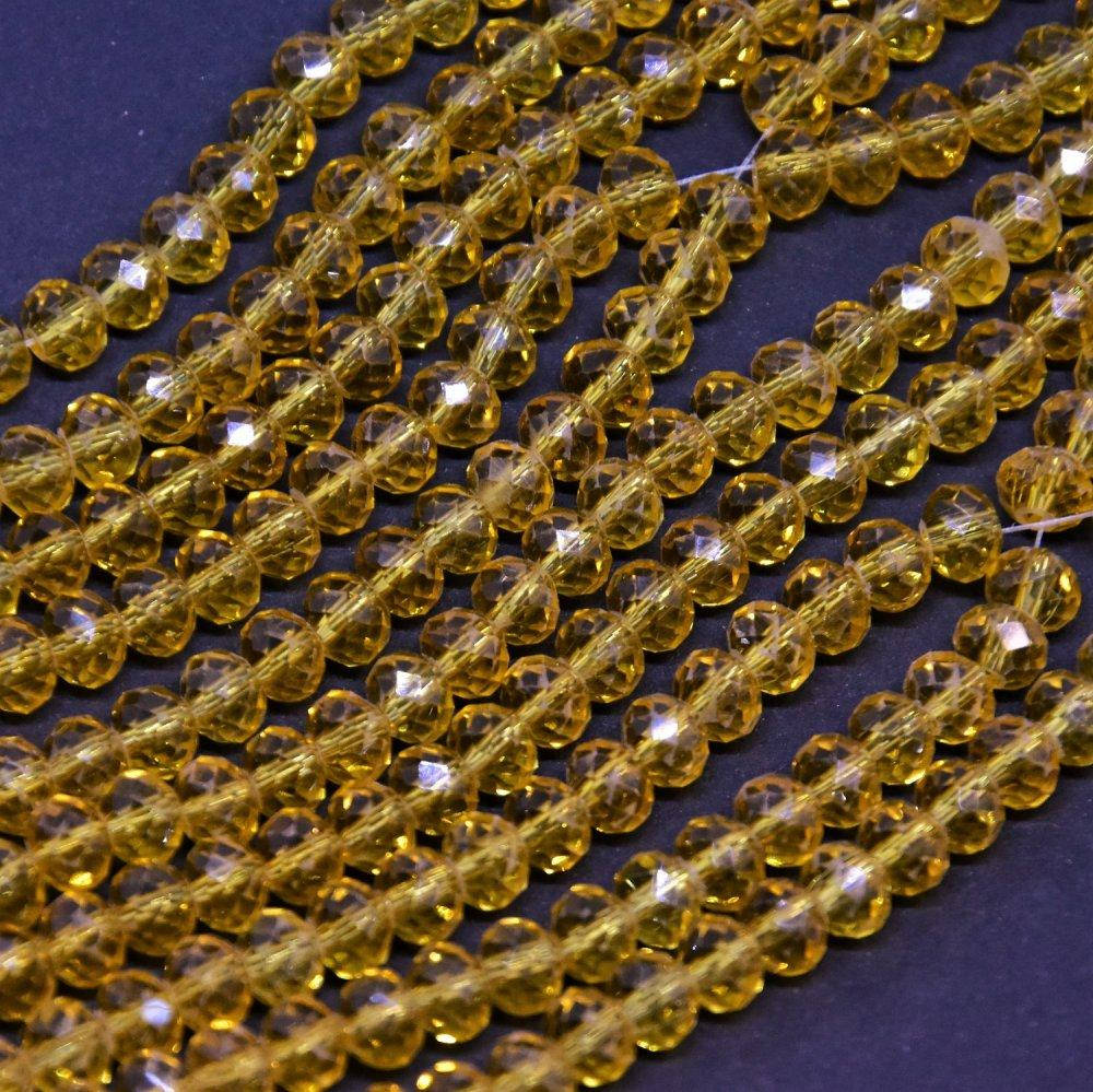 

Бусины стекло прозрачное янтарное "рондель" d-6х5мм L-40см