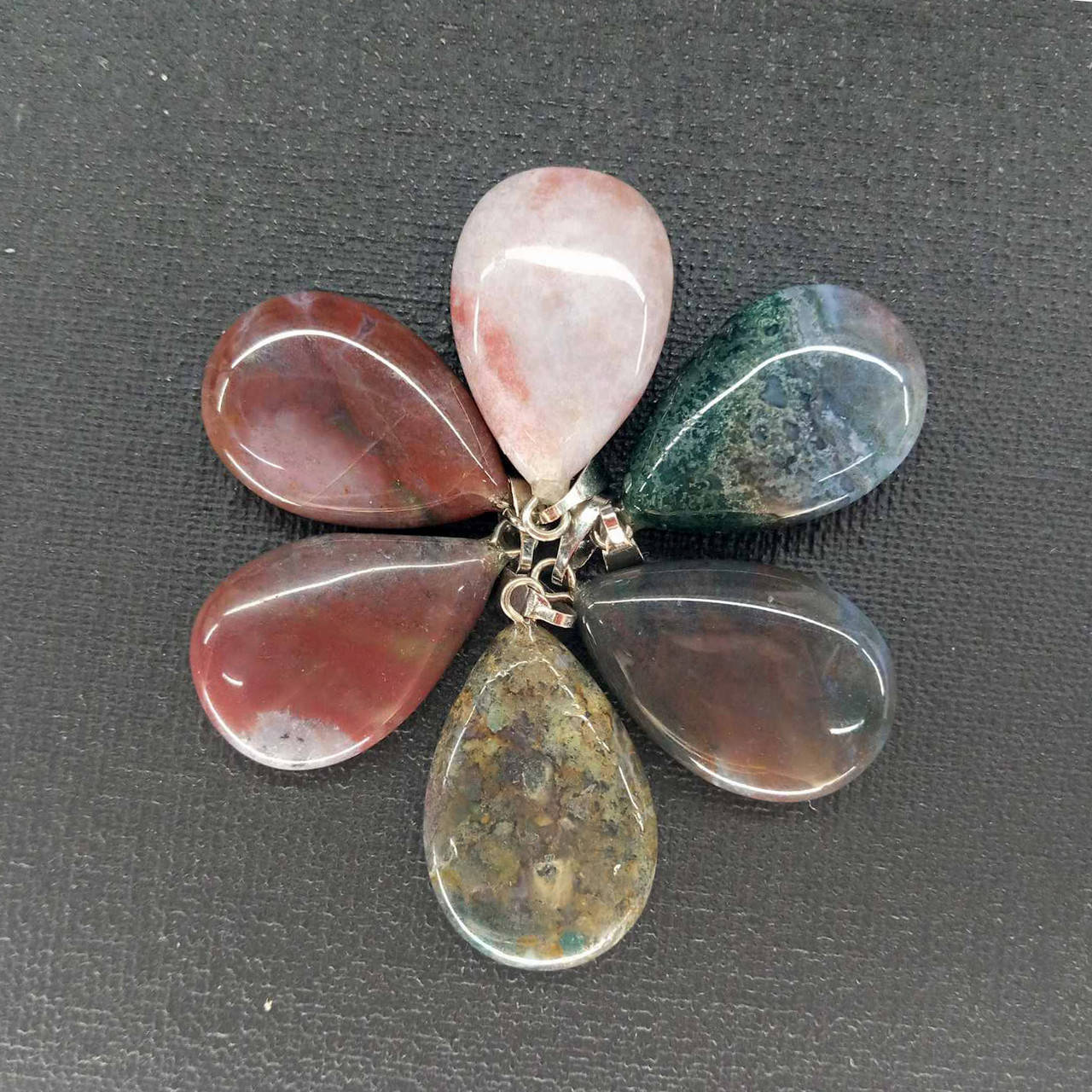 

Кулон Капля Агат Моховый ассорти 2,5х1,7см (+-)