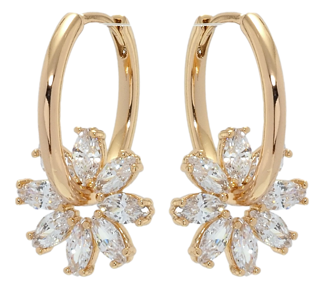 

Серьги Xuping Позолота 18K колечки "Кристальные цветочки"