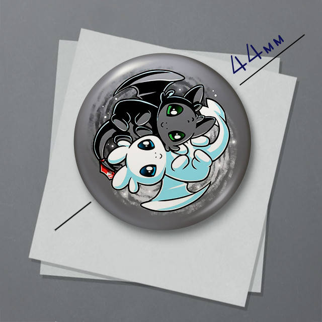 

"Беззубик и Дневная Фурия (Как приручить дракона)" магнит круглый Ø44 мм