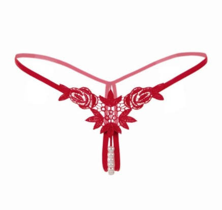 

Трусы с жемчугом, красные с разрезом - размер универсальный (на резинке), 15% нейлон, 85% полиэстер, Красный
