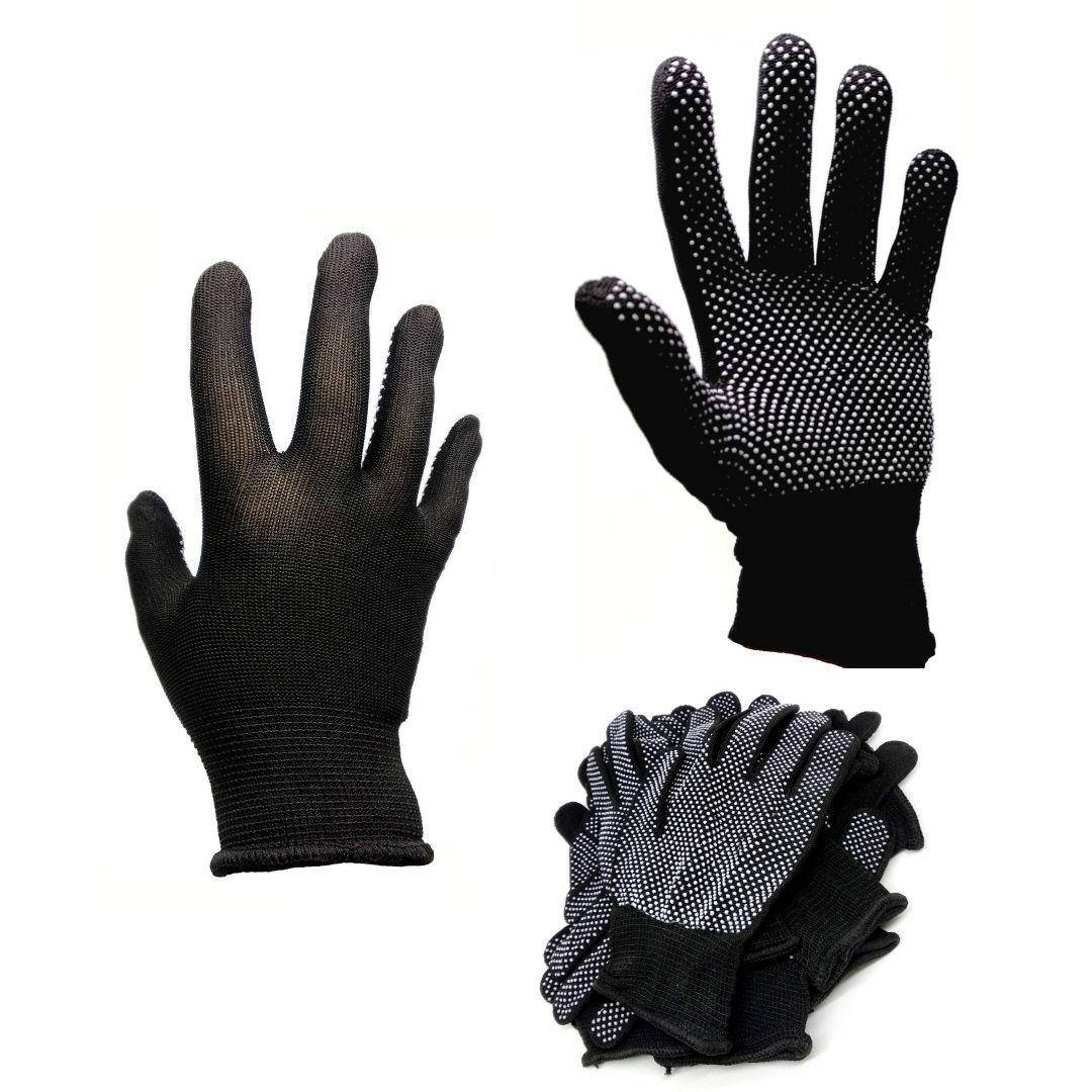 

Перчатки рабочие Doloni стрейчевые микроточка пвх 12 пар, Черный