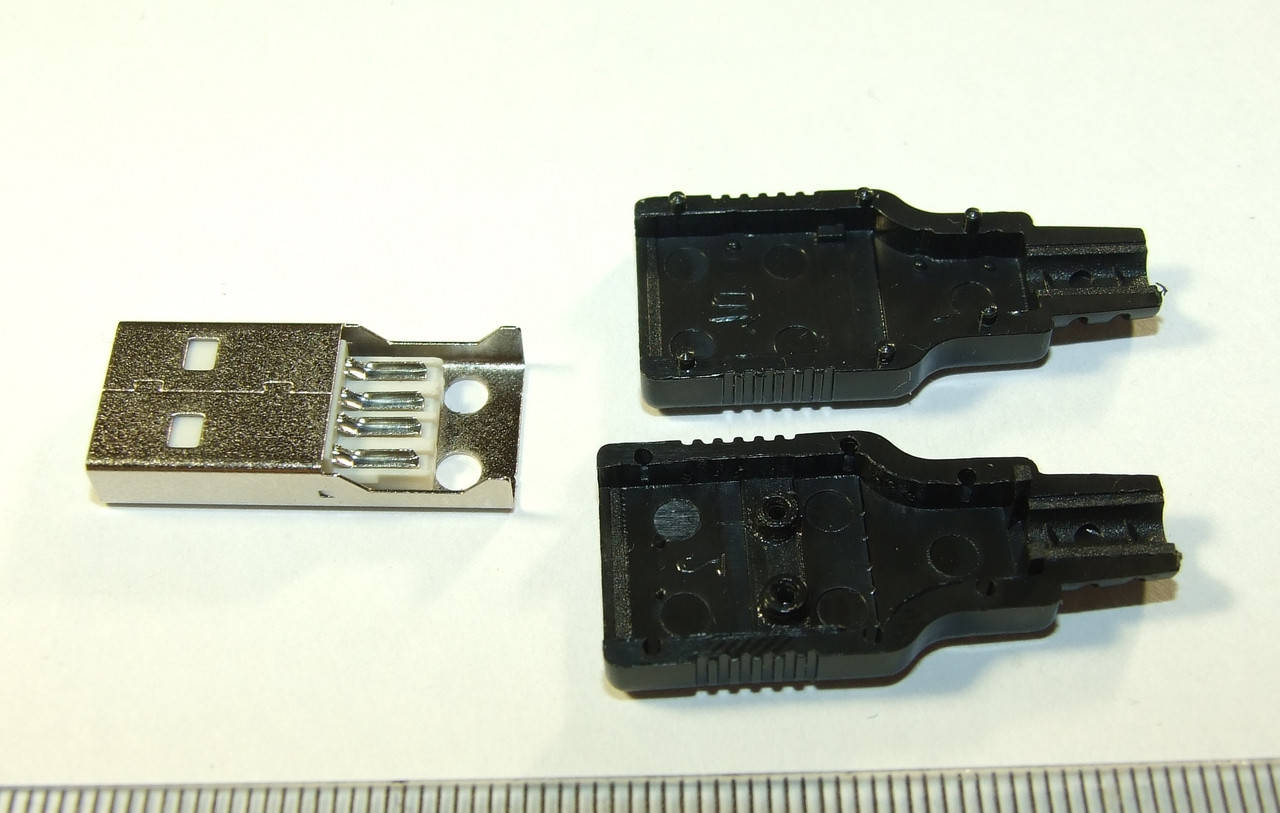 

JC004 USB 2.0 Штекер разъем коннектор роз'єм питания зарядки 4pin папа Черный