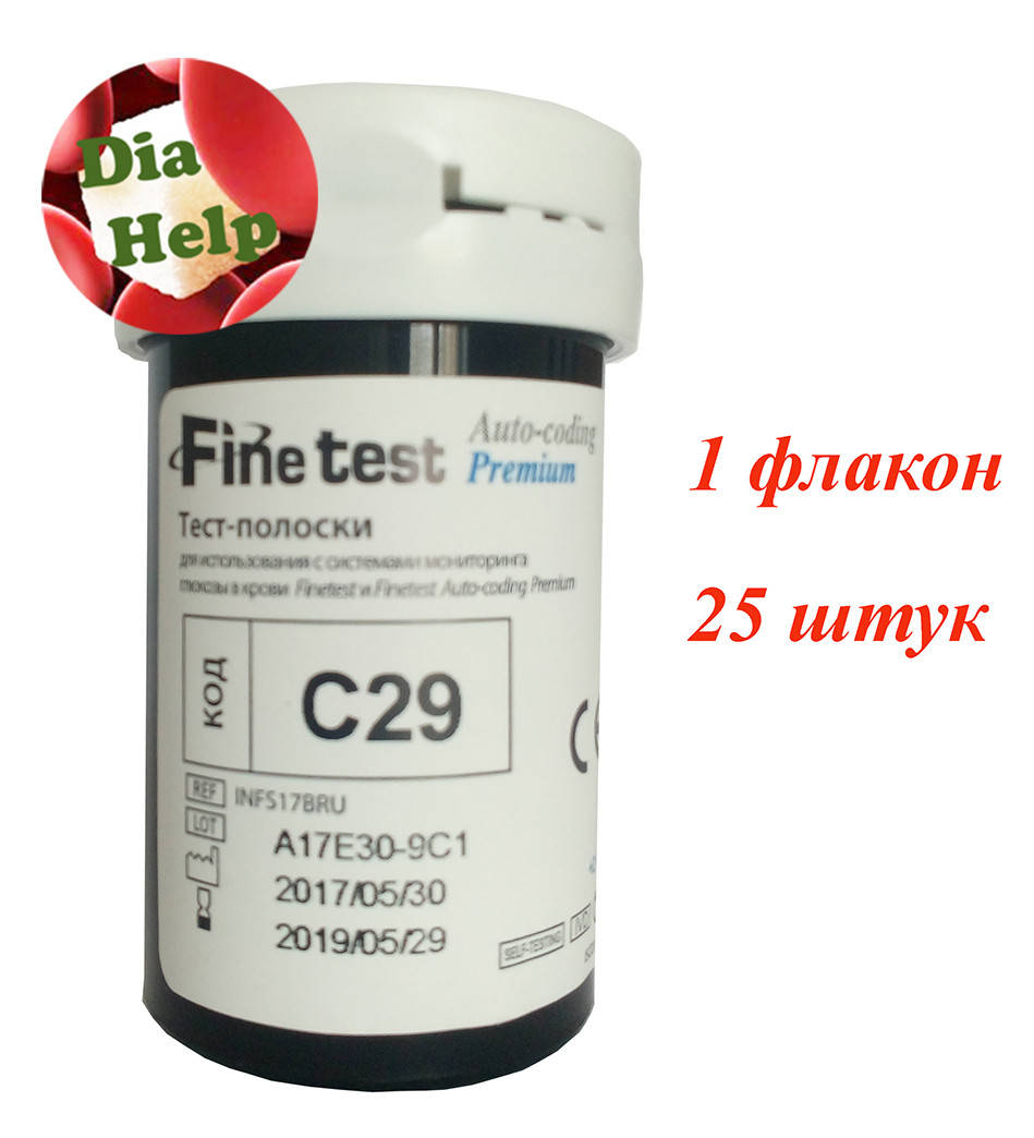

Тест-полоски Файнтест Премиум (Finetest Premium) 25 штук - 1 флакон