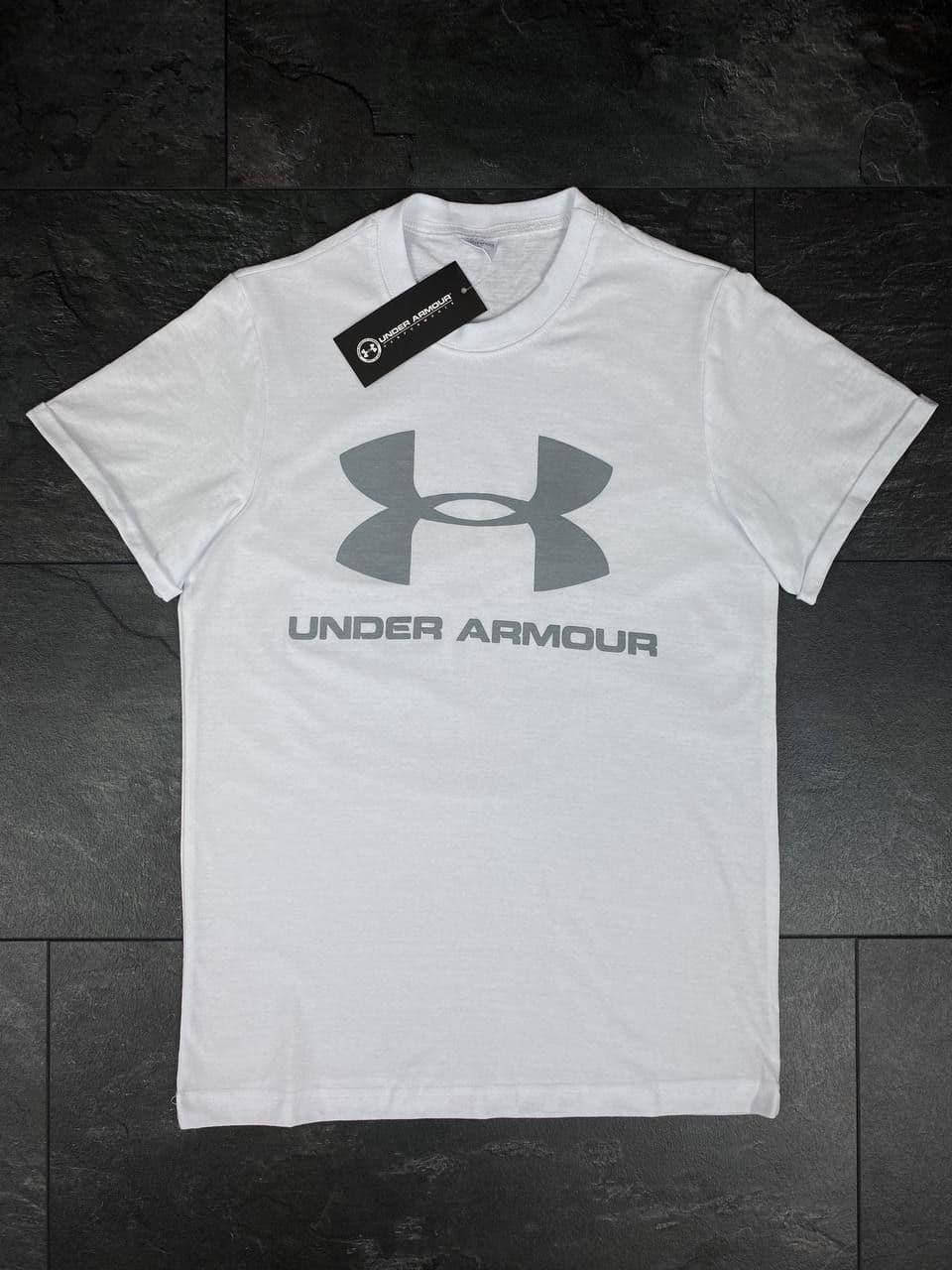 

Мужская Летняя Футболка Under Armour в Белом Цвете с Большим Логотипом | Белая Футболка Андер Армор