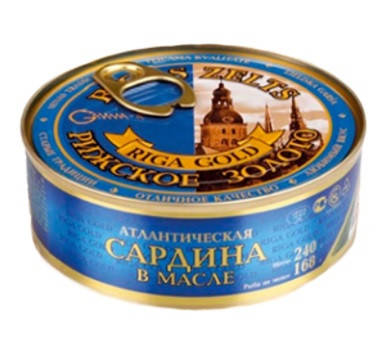 

Сардина Атлантическая в масле Рижское Золото Riga Gold Gamma-A 240 г Латвия