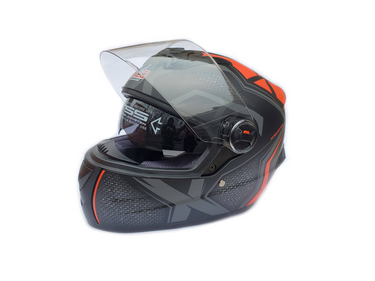 

Мотошлем черно-красный с очками SCORPION Размер (55-56