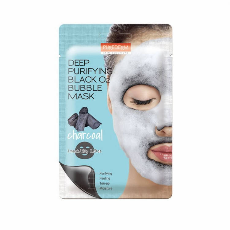 

Тканевая маска кислородная с древесным углем PUREDERM Deep Purifying Black O2 Bubble Mask Charcoal