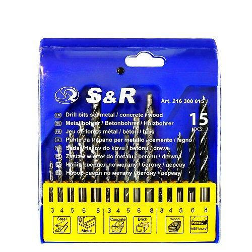 

Набор сверл комбинированный S&R 15 шт.
