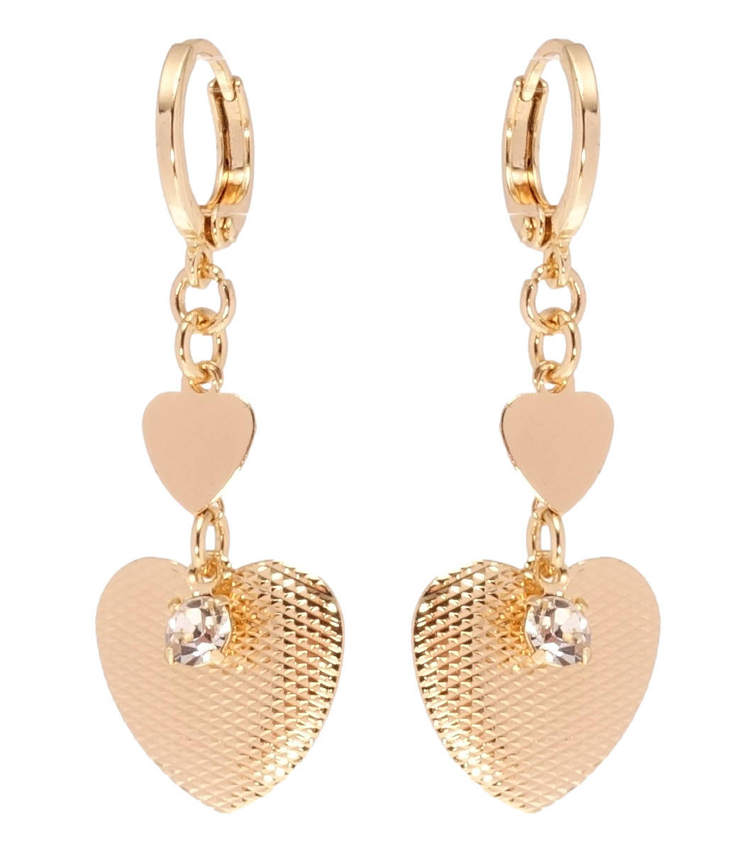 

Серьги Xuping M&L желтый оттенок подвески на колечках "Сердечки"