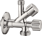 

Кран сдвоенный угловой для сантехприборов Ø1/2"х3/8"х3/4" Albertoni