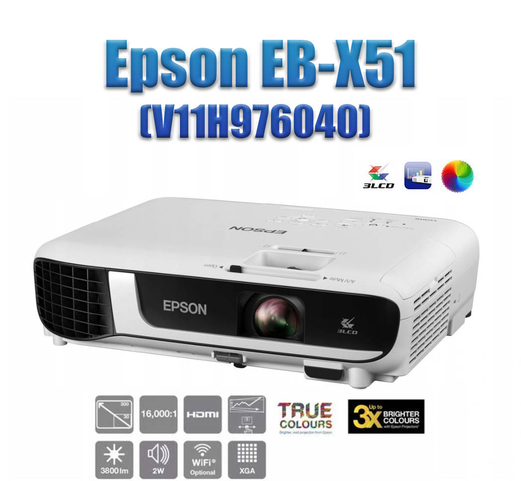 

Проектор Epson EB-X51 (V11H976040) 3LCD XGA/3800AL