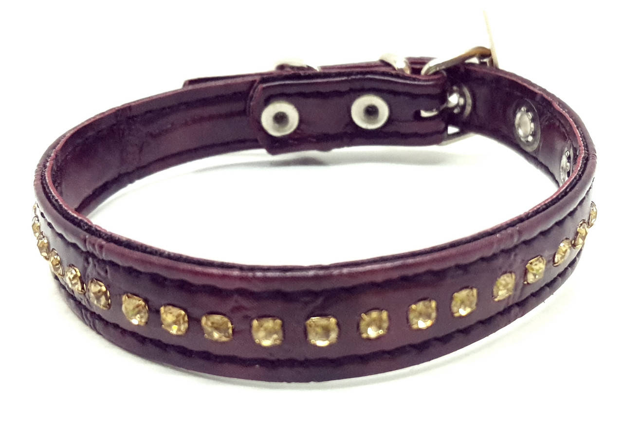 

Ошейник для собак со стразами винил кожа, Бордовый