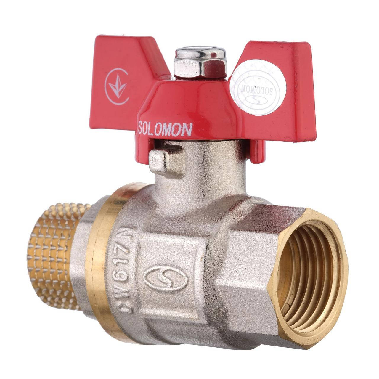 

Кран шаровый прямой SOLOMON 3/4" НВ КБ PN40 B1008, Красный