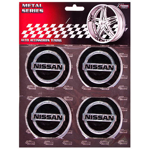 

Наклейки на колпаки, диам. 90 мм "NISSAN" черные (4 шт), Черный