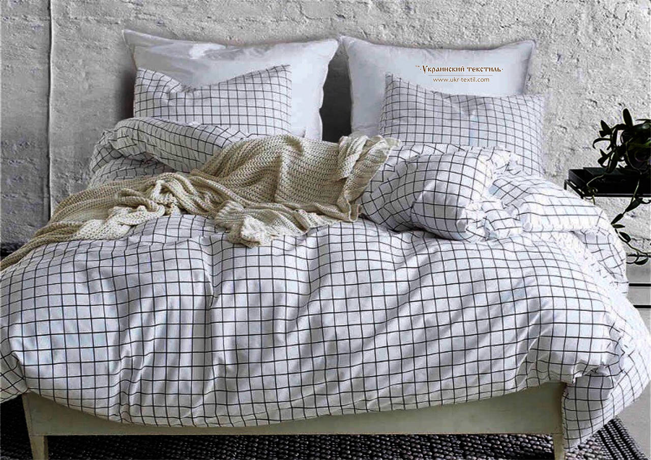 

Комплект постельного белья Бязь Ранфорс 100% хлопок Клетка светлая, Белый