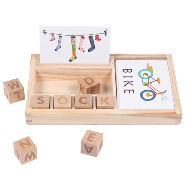 

Деревянная развивающая обучающая игра с кубиками CandyWood английские слова, Разные цвета