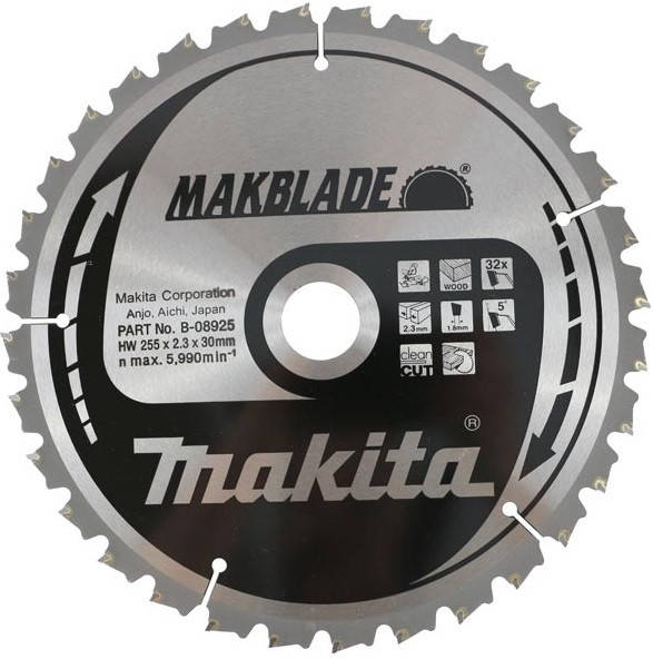 

Пильный диск Makita MAKBlade 255 мм 32 зуба (B-08925)