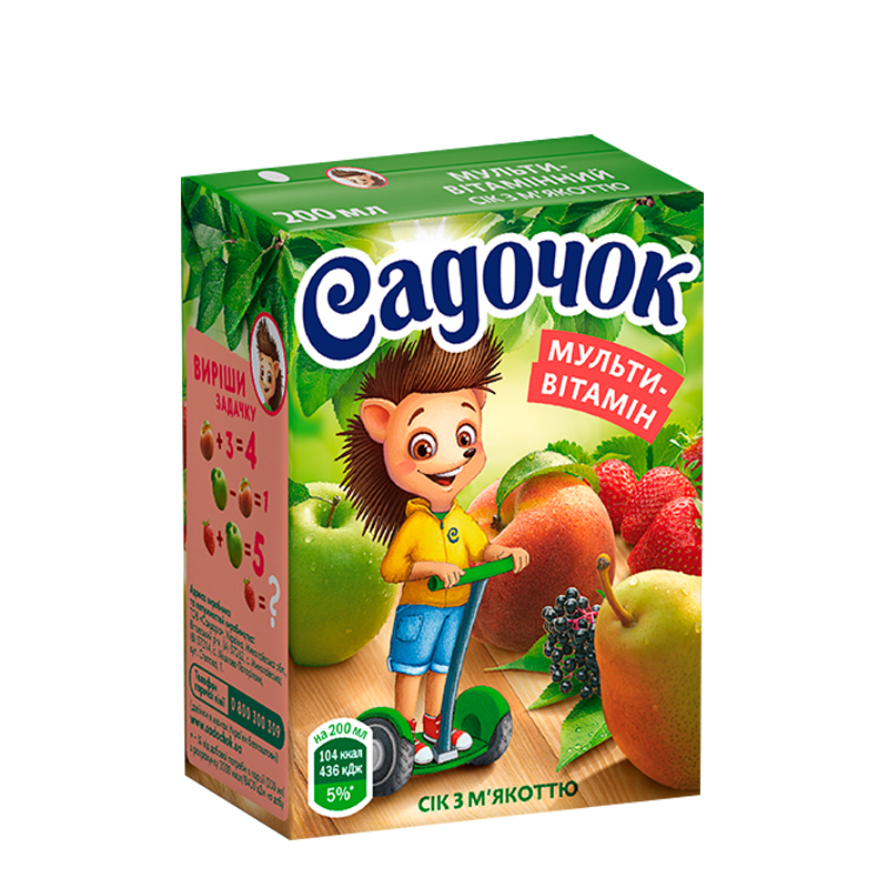 

Сок Садочек Мультивитамин, 0,2л (1ящ/27шт)
