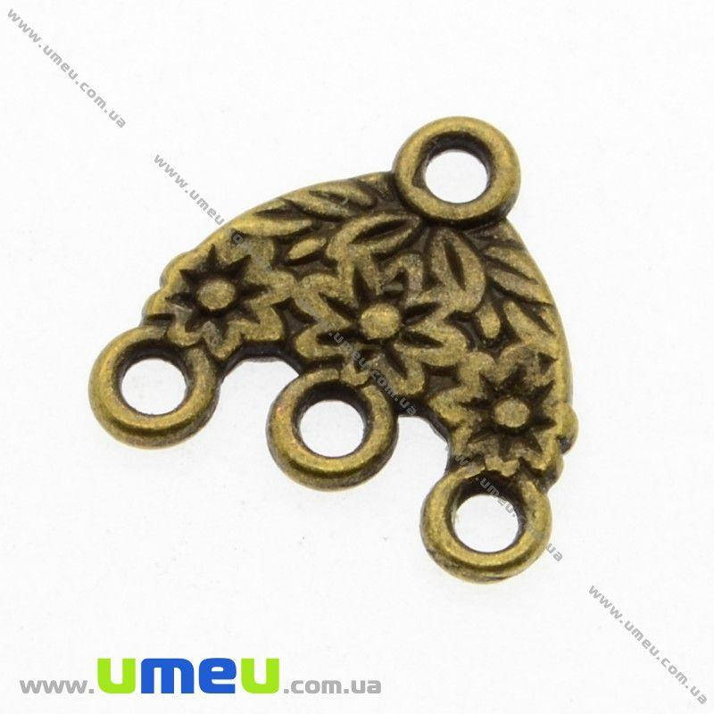 

Коннектор металлический Цветы (двухстор.), 15х15 мм, Античная бронза, 1 шт (KON-005143)