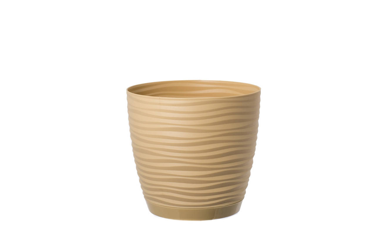 

Горшок для цветов Form-Plastic Сахара Петит круглый с подставкой 1 л 13 х 11 см, Цвет Баварка