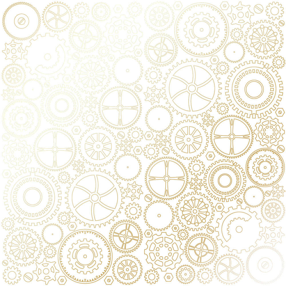 

Папір односторонній з фольгуванням - Golden Gears White - Fabrika Decoru - 30x30