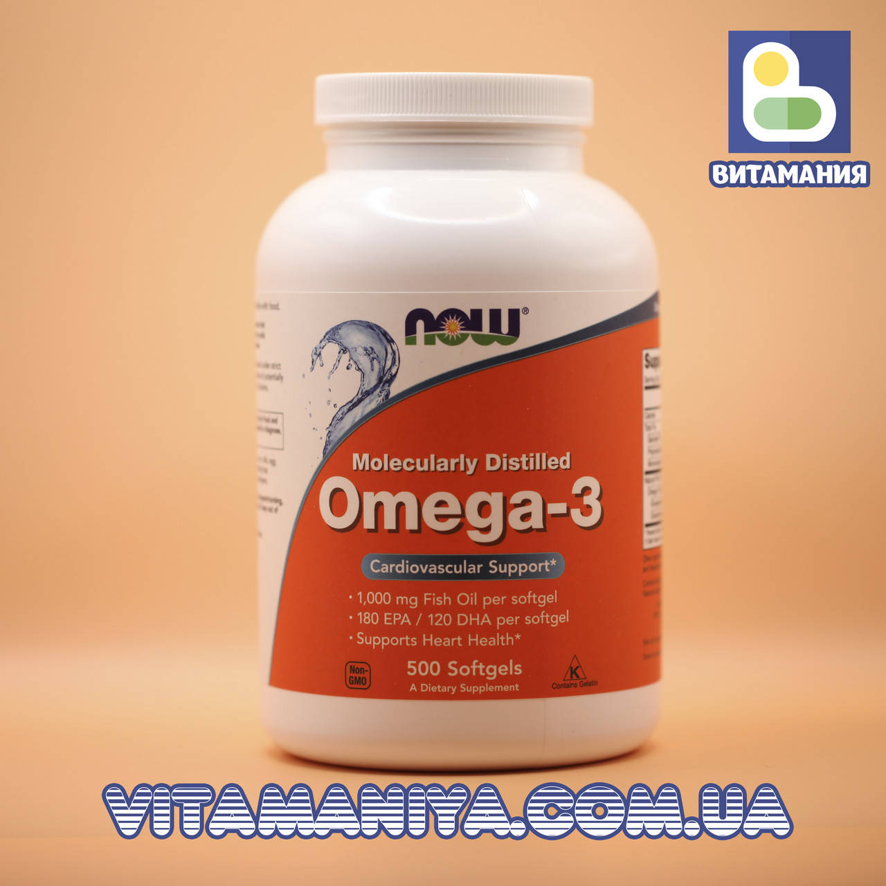 

Рыбий жир, Омега-3, Omega-3 180 EPA/120 DHA, Now Foods, 500 гелевых капсул
