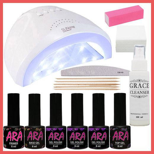 

Набор для покрытия ногтей гель-лаком Ara Старт + лампа SUN one UV/LED 48W White