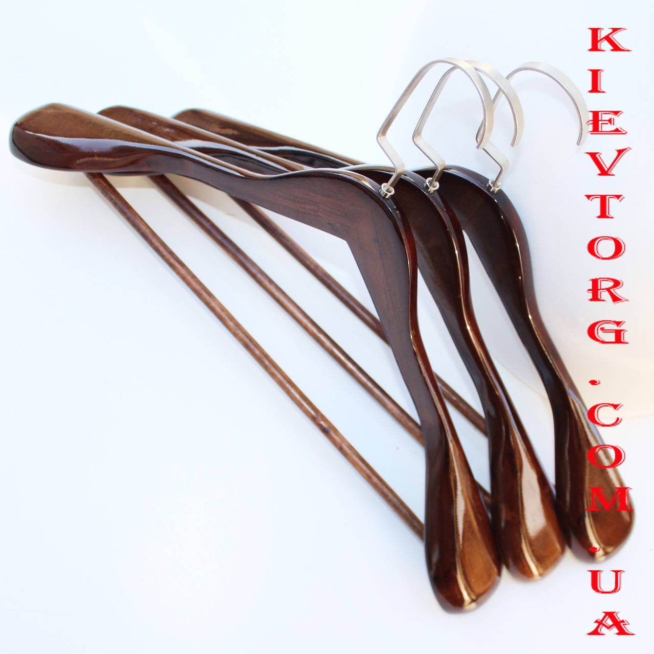 

Тремпель вешалка плечики деревянные для верхней одежды в шкаф LUX лакированные, 45 см, Коричневый