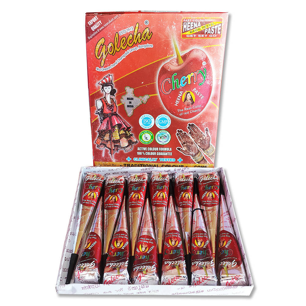

Красная хна для тату Голеча Cherry, коробка 12 конусов