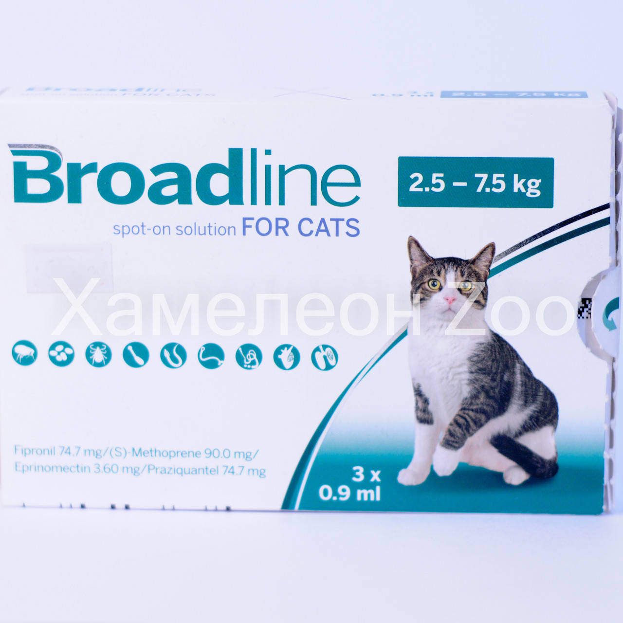 

Бродлайн (Broadline) Спот-Он от внутренних и внешних паразитов для котов весом 2,5-7,5 кг, цена за 1 пипетку