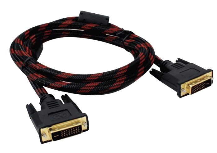 

Кабель DVI-D - DVI-D 1.5m, 2 ферита, оплетка, Black/Red, 24/24pin